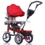 Hot Selling Factory Price Children Tricycle / Kids Trike With Foldable Pushbar Rotating Baby Tricycle thumbnail-1