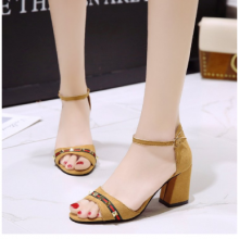 Thick heel high heel sandals fish mouth rivet fashion women's shoes