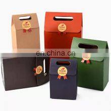 Custom Logo Folding Craft Cardboard Take Away Food Snacks Paper Bags Recycle Portable Brown Kraft Paper Bag With Handle