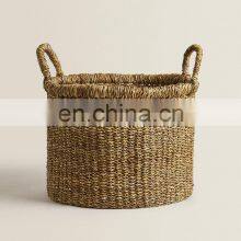 Handwoven Natural Seagrass Laundry Basket Decor Set Of 2 Straw Storage Basket thumbnail-4