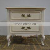 Vintage White French Provincial Antique Furniture Wooden Beside Table With 2 Drawers thumbnail-1