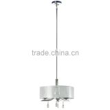 3 light chandelier(Lustre/La arana)in chrome finish with sheer white fabric shade