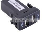 High Quality 12/24V Dual USB Ports Dashboard Mount Car Charger Adapter 5V 2.1A+1A For TOYOTA thumbnail-5