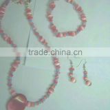 Wholesale fashion necklace pink cat eye round beads three sets of jewelry