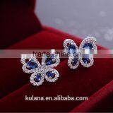 EZ-33 Crystal Micro Paving Brass Material Rhodium Plated Crystal Big Blue E8 arrings