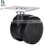 60mm Black Nylon Twin Wheel Furniture Casters With Footplate thumbnail-2