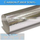 Stretchble 1.52x30m 3D Chrome Silver Carbon Fiber Film For Car Wrapping thumbnail-3