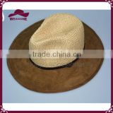 Fashion ladies straw hat straw panama hat with suede brim