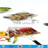 Wooden handle bbq grill grate mesh netting, iron grill grate