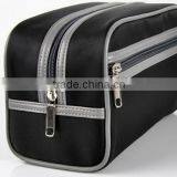High quality promotional black polyester travel cosmetic pouch