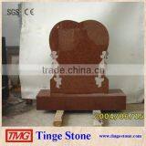 India Red Granite Monument Heart Shape With Flower Edge thumbnail-1
