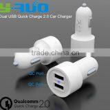 New porduct Dual QC 2.0 ports quick charge qc2.0 Car Charger for mobile phone with output 5V 2.4A 9V 2A 12V 2A