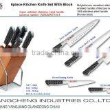 6Pcs Honeycomb Handle Kitchen Knife Set With Block thumbnail-1