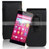Black Vertical Leather Holster Pouch for Sony Xperia Z4 With Belt Clip--Glossy Skin or Lychee Skin thumbnail-3