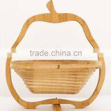 Large Flatware Pear Shaped Folding Bamboo Collapsing Wooden Hanging Bread Roll Basket thumbnail-6
