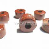Natural Red Jasper Smooth Handmade Big Hole Tyre Beads thumbnail-2