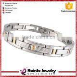 Wholesale Silver Gold Inlay 316L Stainless Steel Bracelet for Men thumbnail-1
