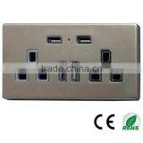 Stainless Steel Usb Socket Wall Power Plug Outlet Power Strip Usb