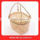 Handle Knit Natural Bamboo Handmade Basket thumbnail-1