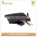 Wool Felt Bag Zipper Wristlet Charcoal Gray Felt Clutch Pouch thumbnail-2