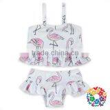 Girls Two Pieces Swimsuit Set Ice Cream Print Ruffle Bikini Swimwear For Kids thumbnail-6