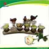 Wooden Candle Holder With Ceramic Bird Decor thumbnail-1