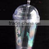 16oz Bpa Free Plastic Reusable Double Wall Tumbler With Dome Lid thumbnail-3