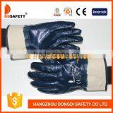 DDSAFETY Cotton Liner With Blue Nitrile Coated Anti Oil Safety Working Glove For Industry