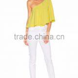 One Shoulder Ruffle Top Latest Saree Blouse Designs for Women Summer Tops thumbnail-1