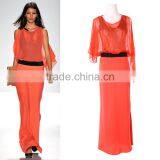 Full Length Chiffon Orange Colored Sexy One Piece Style Evening Dress thumbnail-1
