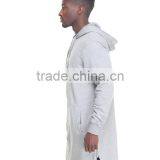 Pouch Pockets Full Front Zip up Closure Elongated Design Men's Coat With Adjustable Hooded Drawstring Zipper Long Coat thumbnail-3