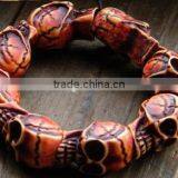 White Turquoise Skull Beads Bracelets Mens Skull Charm Bracelets for 2016 Halloween Day Gifts thumbnail-5