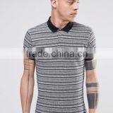 Best Sell Custom Men Short Sleeve Striped Yarn Dyed Classic Collar Polo Shirt With All Over Aztec Print Custom Logo thumbnail-3