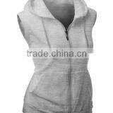 OEM New Design Cotton Plain Wholesale Sleeveless Hoodie Womens Fashion Vests With Zip thumbnail-4