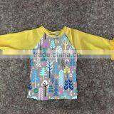 Hot ! Raglan 3/4 Sleeve Prints Shirt Baby Girl Clothes Ruffle Cotton 0-14 T Fall Printing Wholesale Children Girl Raglan Shirt thumbnail-1