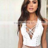 Sleeveless Slim Sexy Deep V Tie Webbing Tank Top Girls thumbnail-1