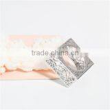 Hot Sale Silver Tone Hollow Square Rose Flower Copper Unadjustable Rings thumbnail-2