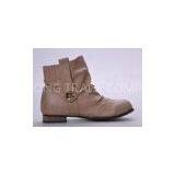 Stacked Heel Womens Booties Shoes Brown