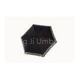 Black Sun Parasol Umbrella Silver Coating Fabric For Woman , Silk Screen