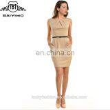 2016 BAIYIMO One Piece Ladies Professional Slim Sleeveless Bodycon Office Dress thumbnail-1