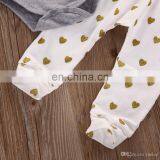 Valentine's Day Outfits Newborn Baby Boy Solid Gray Romper & White Heart Print Pants & Headband Outfits Set thumbnail-6