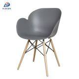 AL-821 Nordic Leisure Plastic Cafe Chair Modern Dining Armchair With Wooden Legs thumbnail-2