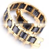 Gold Tungsten And Ceramics Carbide Magnetic Therapy Link Bracelet for Arthritis Pain Relief thumbnail-2