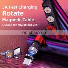 540 Degree Free Rotating L-shape Portable 3 In 1 Phone Charge Usb Cable thumbnail-1