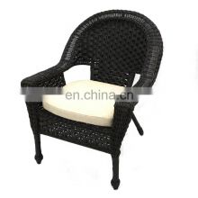 Stock Indoor & Outdoor PE Rattan Wicker Arm Chair Dining Chair with Cushion Patio Garden Furniture