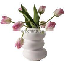 Custom Nordic Boho Vase Creative Irregular Home Decor Flower Ornaments White Porcelain Ceramic Vase Pot For Gift Set Ceramic thumbnail-5