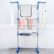 Foldable Stainless Steel Coats Towels Shirts Garment Drying Rack Clothes Folding Foldable Cloth Drying Rack thumbnail-2