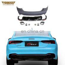 Automotive Body Parts Rear Bumper Diffuser For 2017-2019 Audi A5 Upgrade RS5 Style Kits Rear Diffuser With Exhaust Pipe Rear Tip thumbnail-1