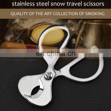 Luxurious Portable Cheap Wholesale Best Custom Logo Scissor Desk Silver Table Top Stainless Steel Cigar Cutter thumbnail-5