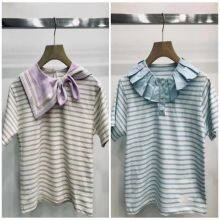 New Spring/Summer Cotton Spandex Frame Knitted Colorful Stripes Bead Ground Stripes Double Yarn Pit Stripe T-shirt Fabric 220g thumbnail-3